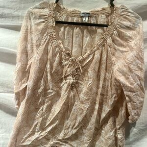 Old Navy Women's Beige Blouse with Lace Detail